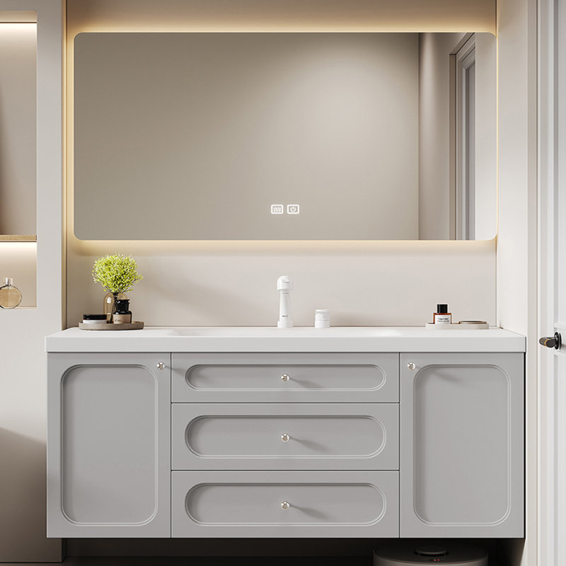 Nordic style simple bathroom cabinet, Light Gray, 19.7" H x 63" W x 21.7" D
