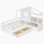 Lit House avec canapé, lit plateforme pour enfants avec deux tiroirs et tablette de rangement