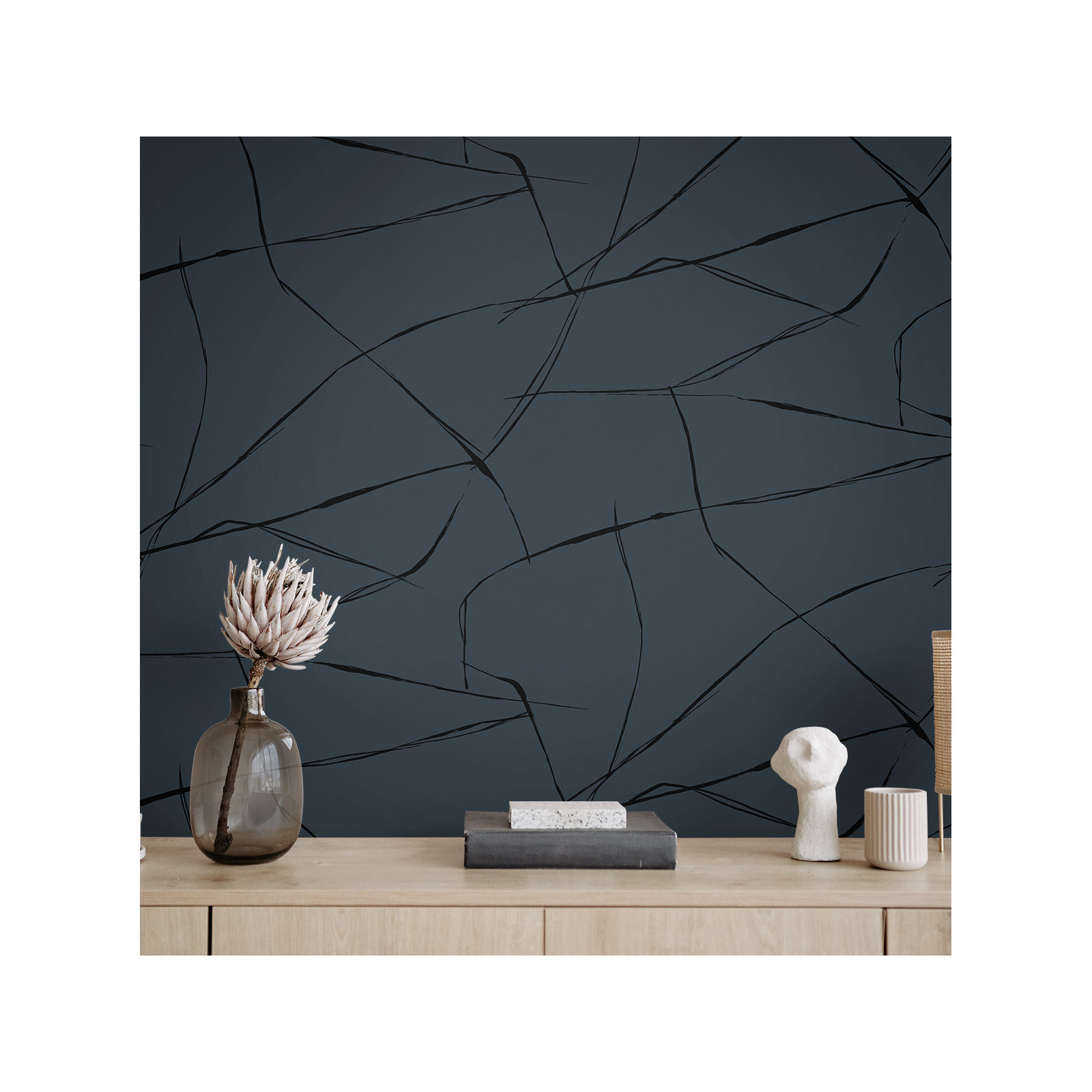 Niseko Modern Abstract Wallpaper, Metallic Midnight Hour