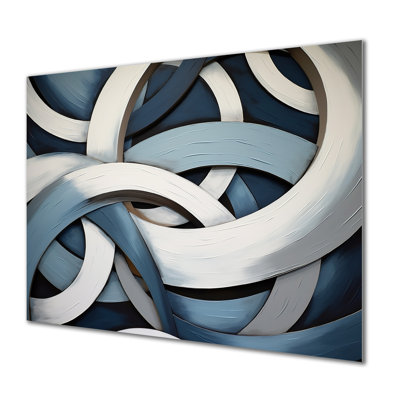 Bleu et blanc tourbillons d'anneaux I - art mural abstrait, salon