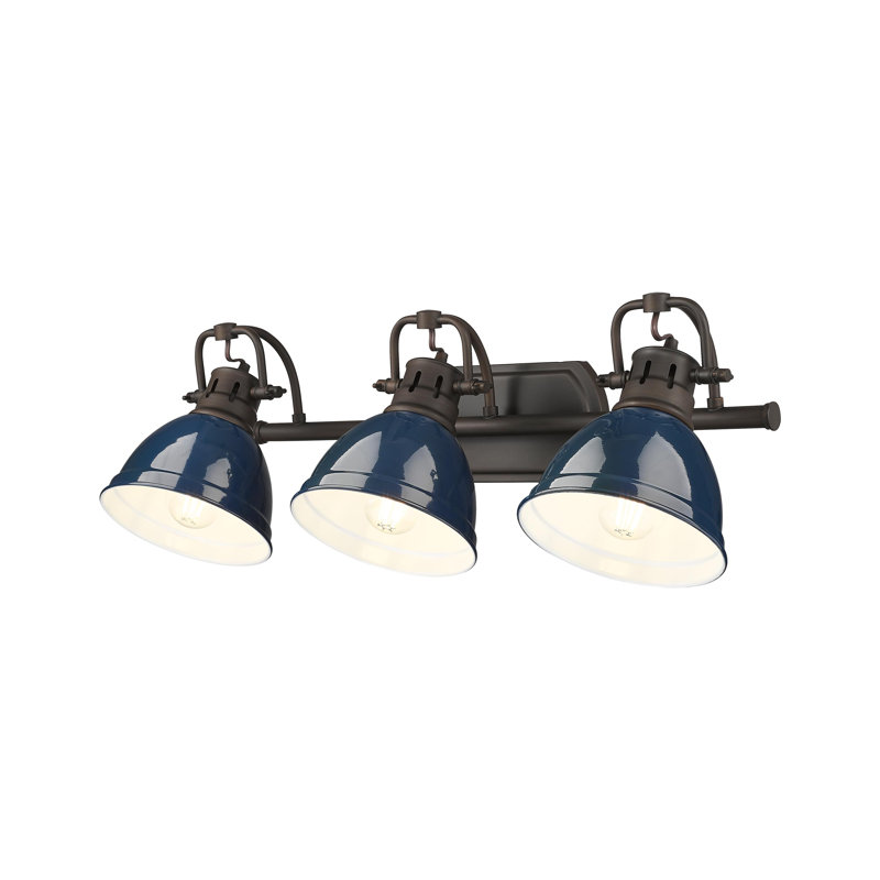 Iftimie 3-Light Bath Vanity, Navy, Rubbed Bronze