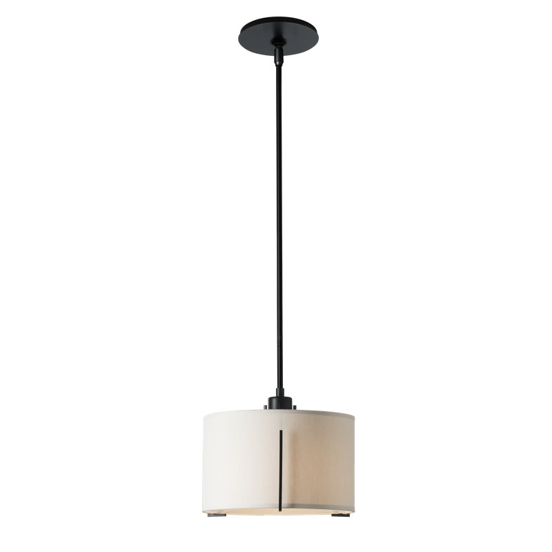 Exos 3 - Light Unique/Statement Drum Pendant, Small, Flax Shade, Black