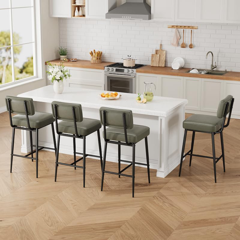 Counter Stool with Metal Frame, Green