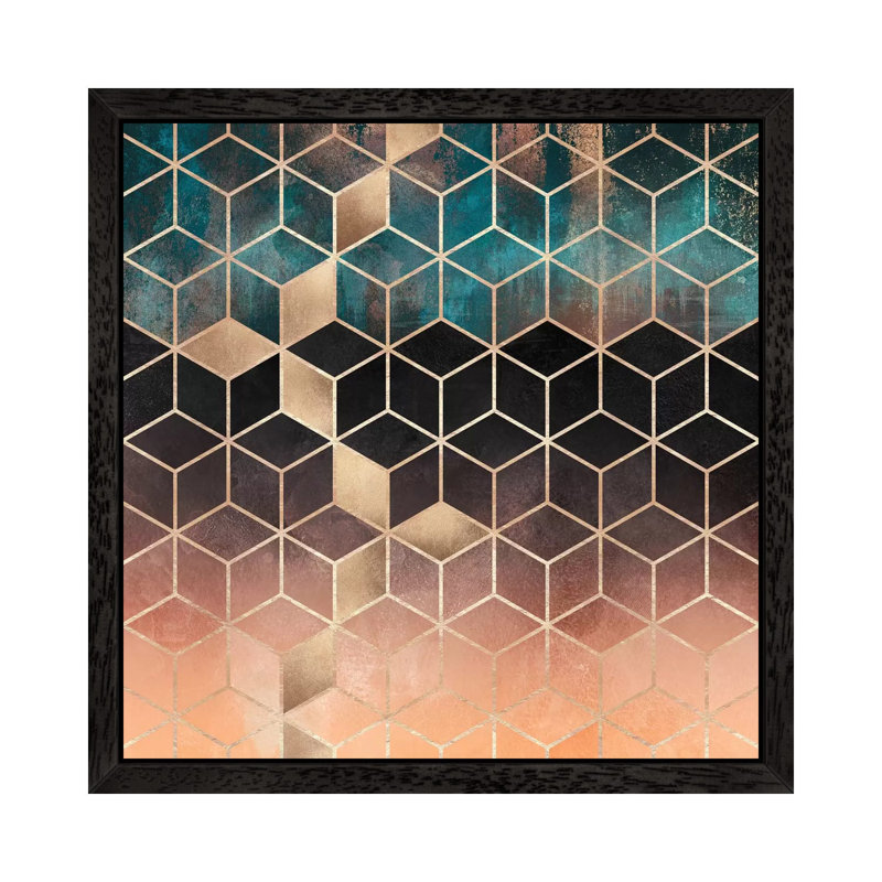 Ombre Dream Cubes - Floater Frame Print on Canvas, 66.04 cm H x 66.04 cm W, Black Framed