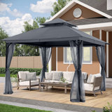 11 pi. L 11 pi. D Pavillon de jardin en acier au toit souple