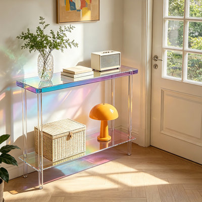 Iridescent Acrylic 2-Tier Console Table