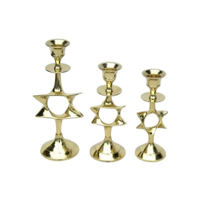 Ensemble de chandelles en laiton 3 pièces Star of David