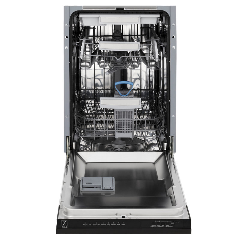 ZLINE 18" Tallac Series 3rd Rack Top Control Dishwasher with Stainless Steel Tub, 51dBa, Black Stainless Steel