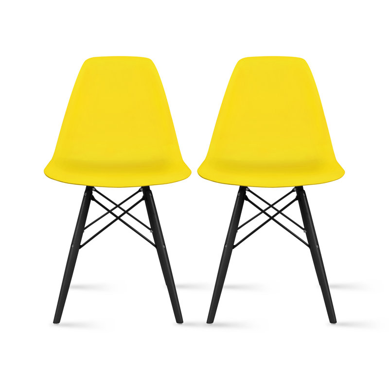 Mid Country Modern Molded Shell Designer Assemble Plastic Chair Side No Arms Wheels Armless Wooden Eiffel for Dining Room Bedroom Kitchen