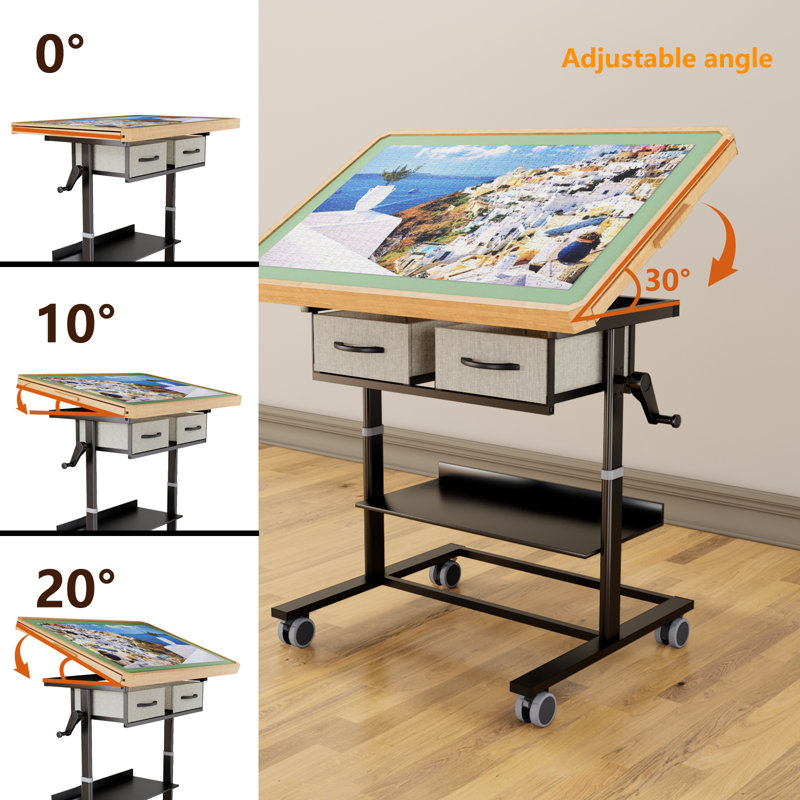 1500 pièces de table de casse-tête 1500 pieds avec planche, casse-tête portatif avec 4 tiroirs et couvercle, tables de casse-tête réglables 35 po x 26 po pour adultes, cadeau pour maman