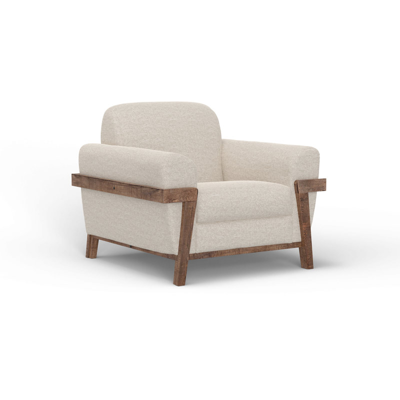 Structure et base en bois brun Loft, fauteuil, Polyester beige