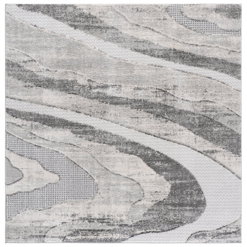 Wave Performance Abstract Indoor Rug, Square 6'7"