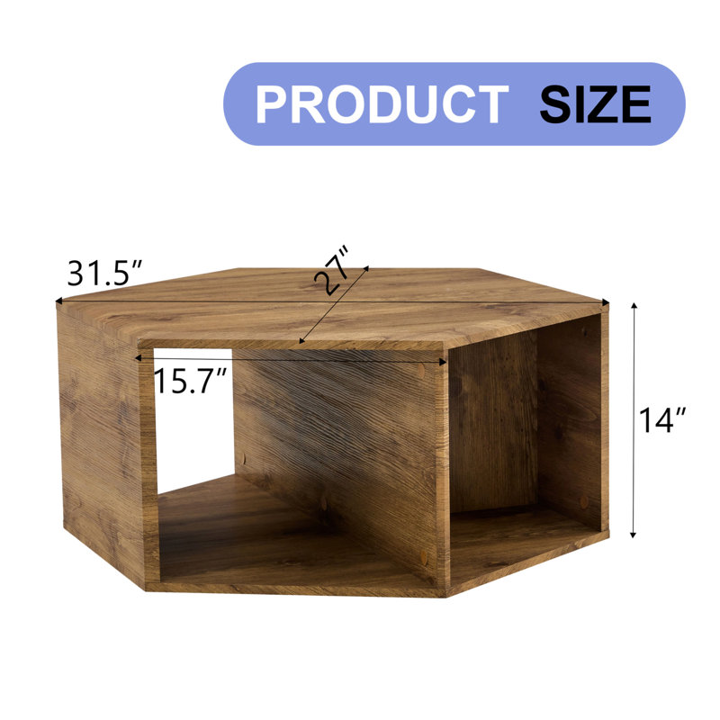 Hexagonal MDF Coffee Table, Characteristic Wood Grain Pattern Stickers, Multi-Hole Design To Give More Storage Space, Simple And Convenient Design Makes It Suitable For All Kinds Of Style Scenes.