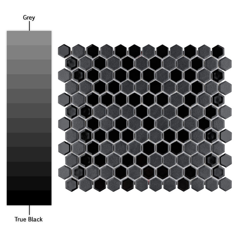 Citi Hex Black 10-1/4" x 11-7/8" Porcelain Mosaic Tile