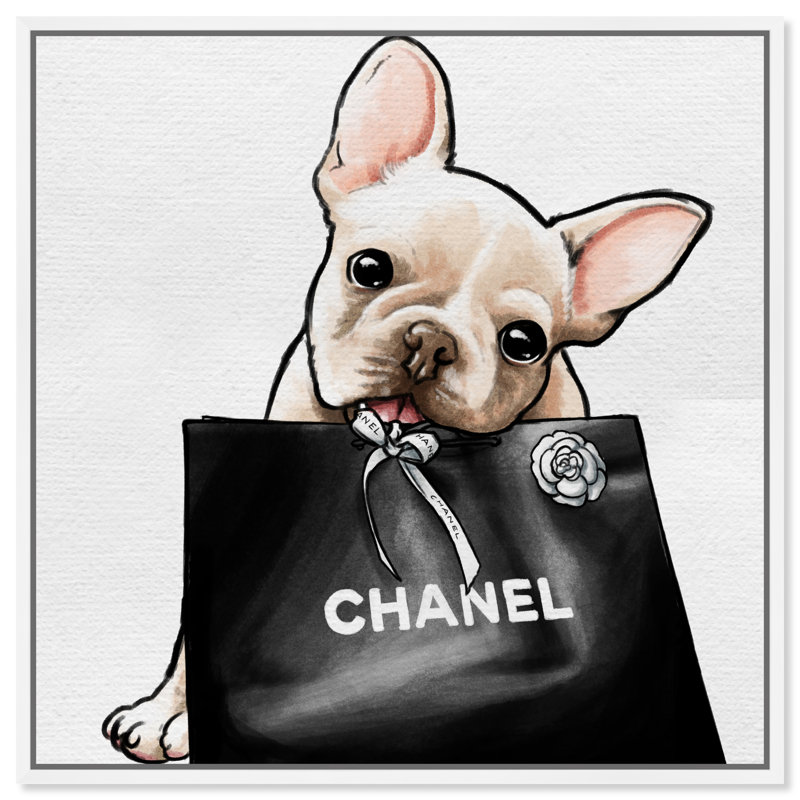 Frenchie Glam, impression sur toile tendue, Cadre blanc, H 40 po x l 40 po
