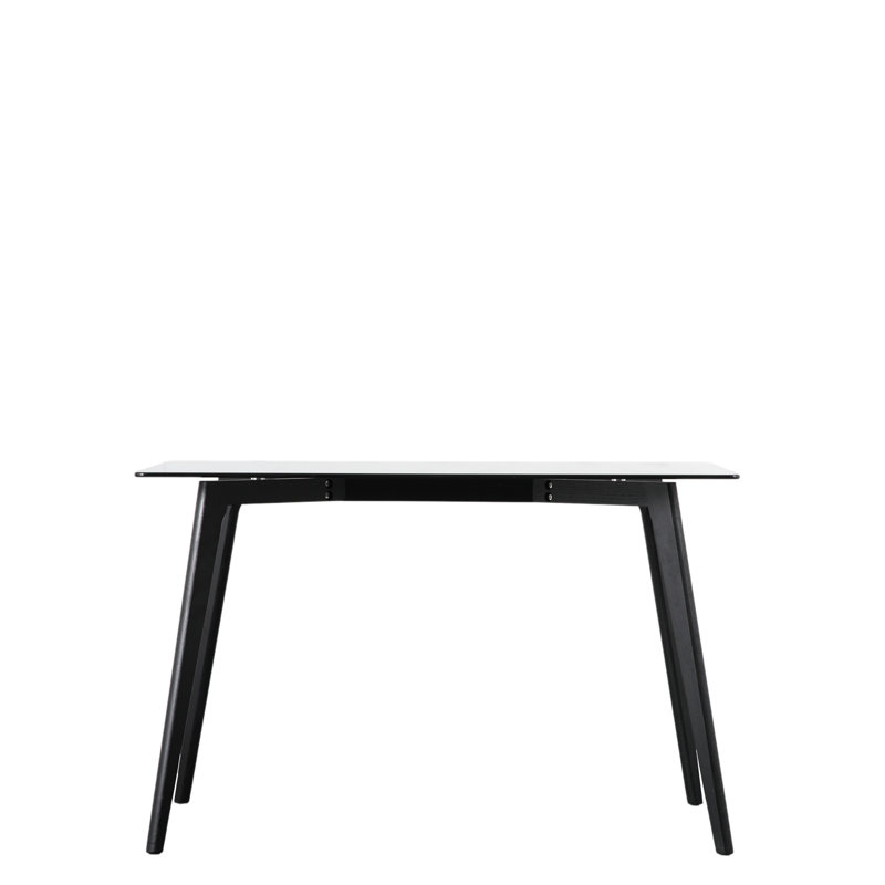 Suffolk Glass Top Solid Wood Base Dining Table