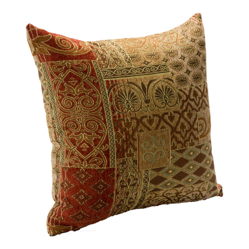 Empress Patchwork Feather Reversible Throw Pillow, Square 16", Polyester