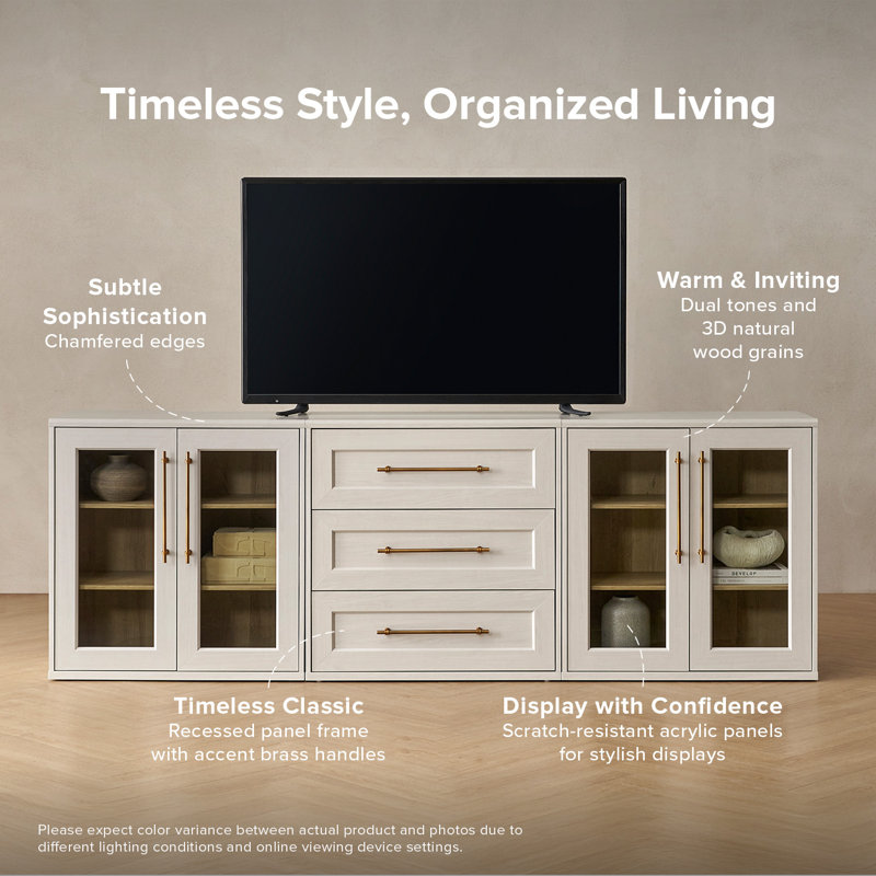 Danika 3 Piece Entertainment Center With Storage, White