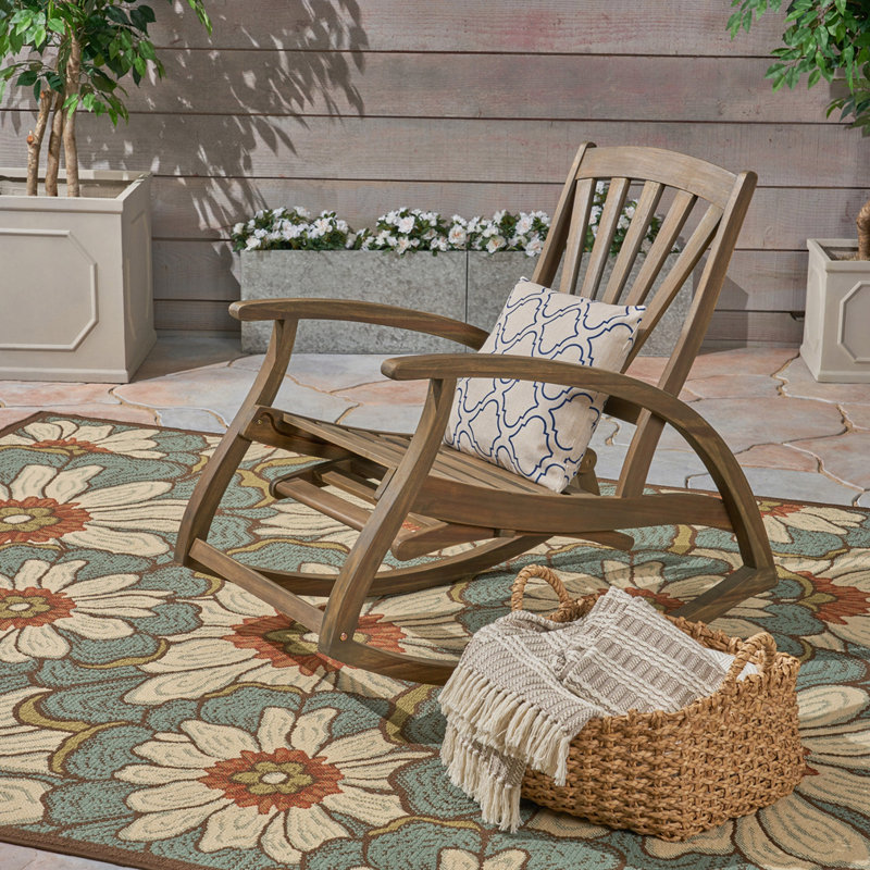Chaise berçante d'extérieur en bois d'acacia, Gris