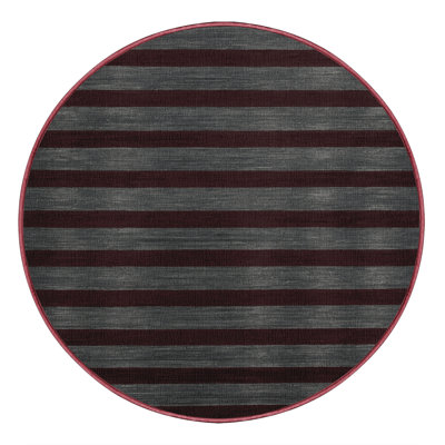 Tapis brun à rayures horizontales lavable à la machine