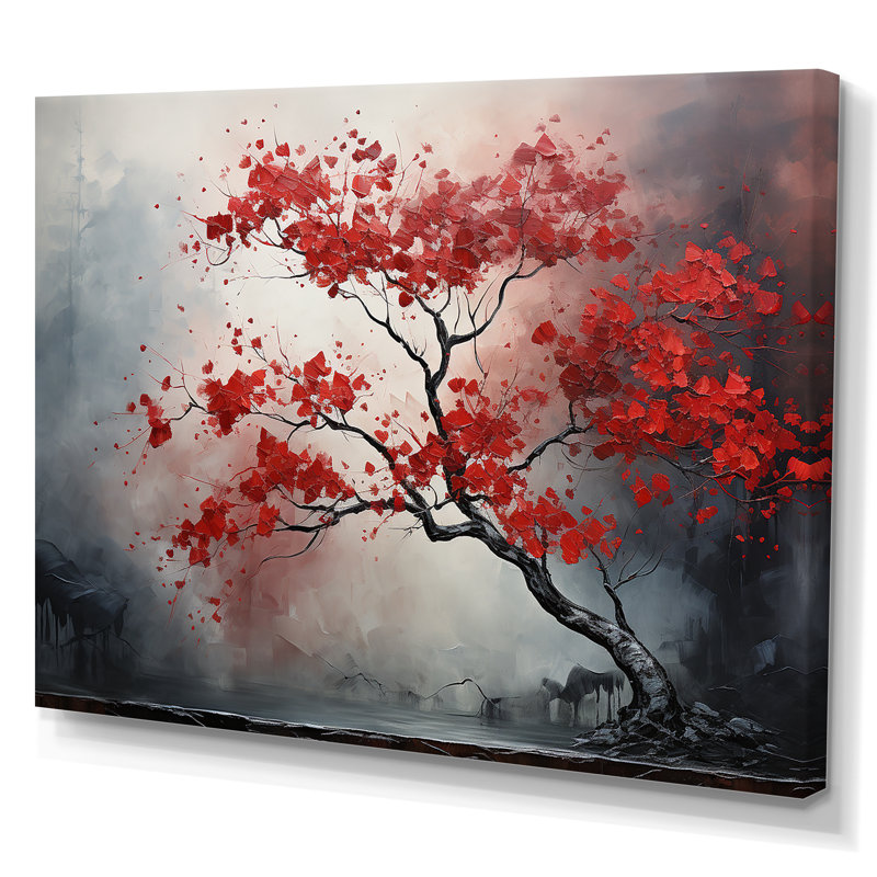 Fiery Red Maple Tree I sur impression sur toile, H 16 po x l 32 po x P 1 po, Toile tendue