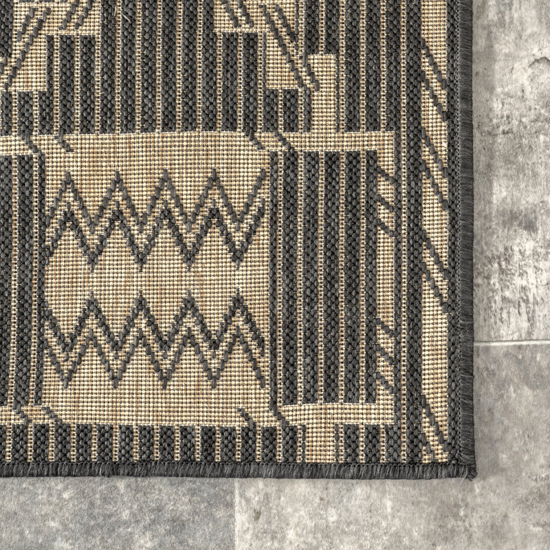 Tapis intérieur / extérieur gris anthracite Achsa, Rectangle 5 pi x 8 pi
