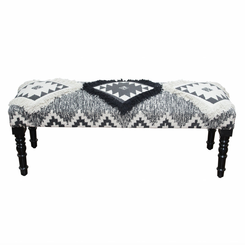 Gutirrez Scandi Gray/Black Geometric Upholstered Bench