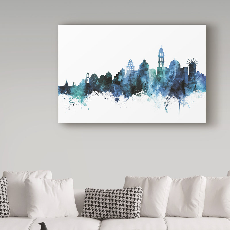 « santorini blue blue horizon », reproduction d’impression sur toile tendue, H 16 po x l 24 po x P 2 po