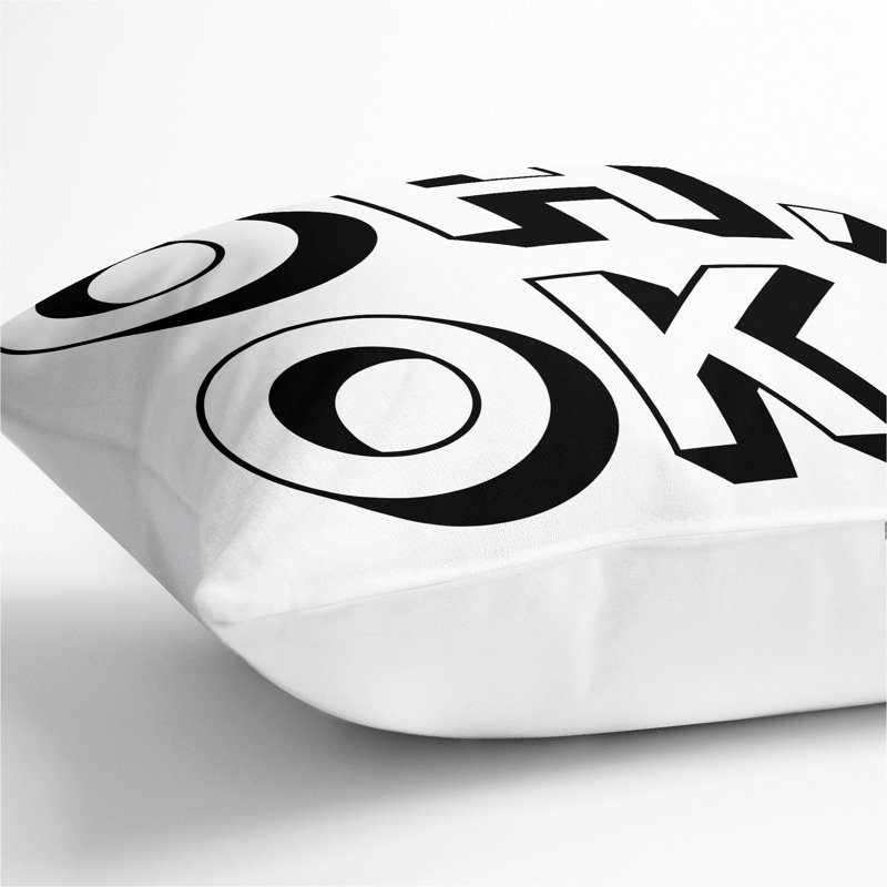 Oh Ok Square Throw Cushion, 55cm H x 55cm W x 20cm D, White