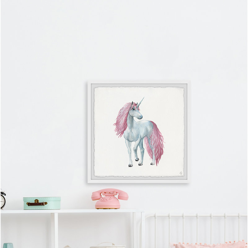 Imprimé encadré licorne page Dale, H 32 po x l 32 po