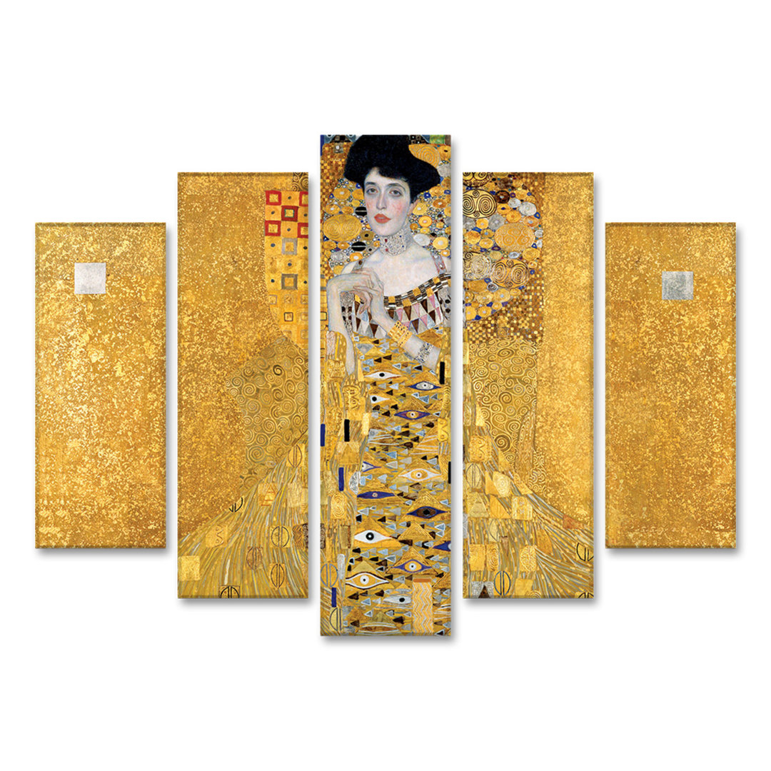 5-tlg. Acrylbilder-Set Portrait of Adele Bloch-Bauer I von Gustav Klimt