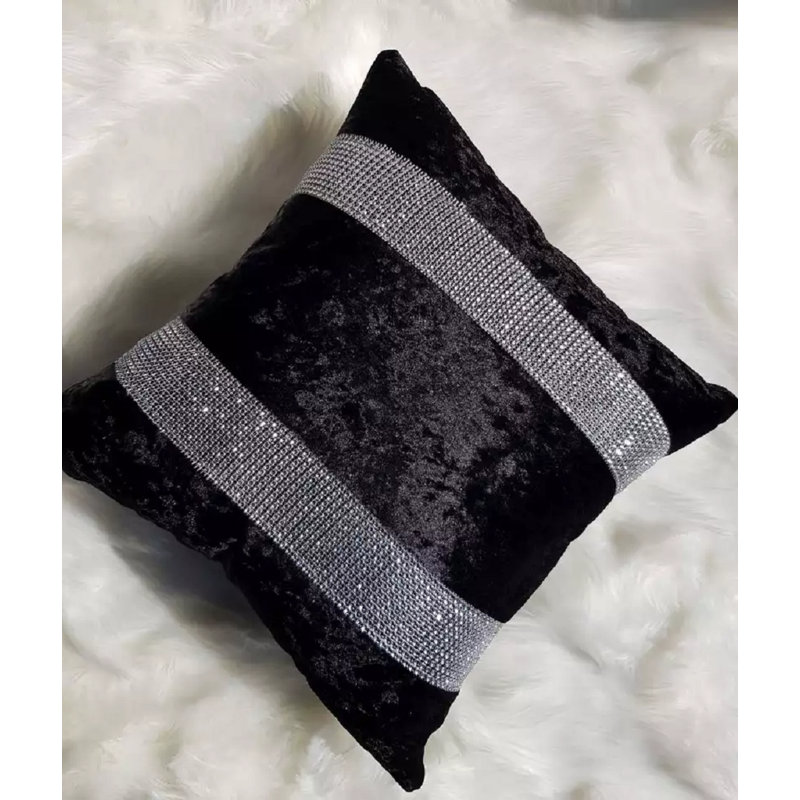 Dimante Crushed Velvet Cushion Covers 45X45, Black