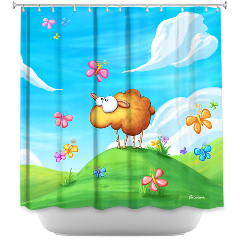 Rideau de douche simple wallo, Rose / Bleu