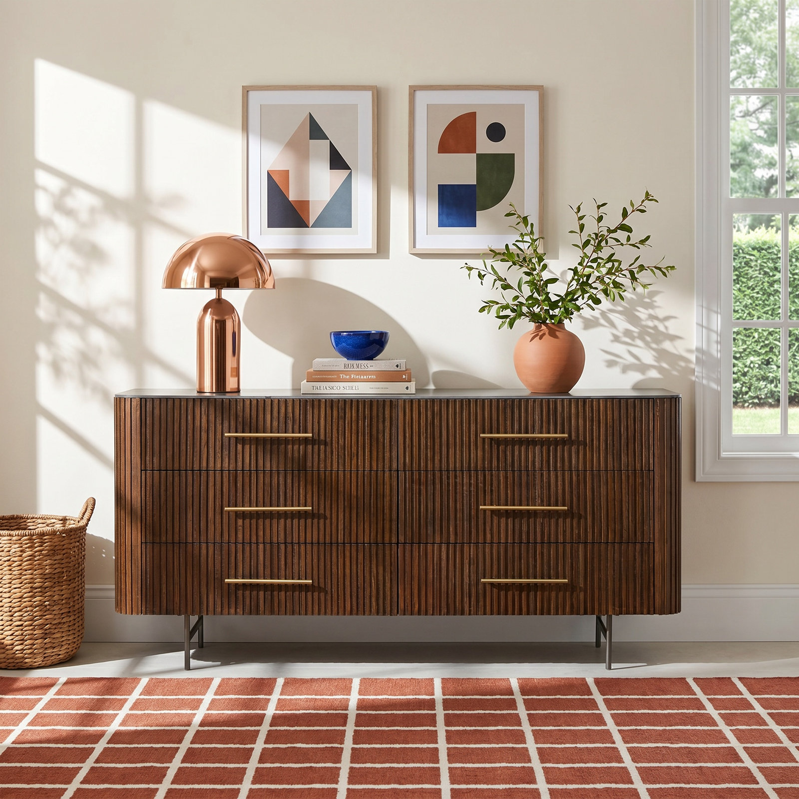 Toriano 6 - Drawer Double Dresser, Terra Brown Oak