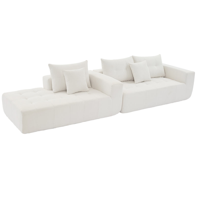Canapé modulaire en L 110 po, Lin beige