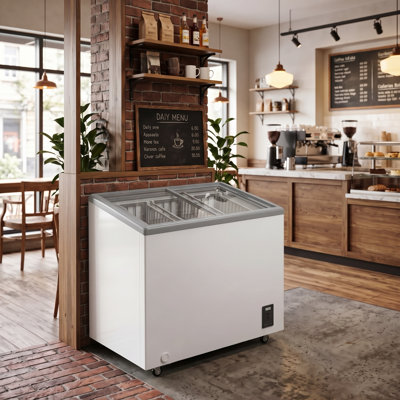 Congélateur coffre commercial vitré coulissant de 76 cm (30 po) avec 3 paniers, blanc