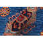 Tapis oriental en laine noué à la main bleu / brun / rouge 5 pi x 6 pi 6 po Madeeha