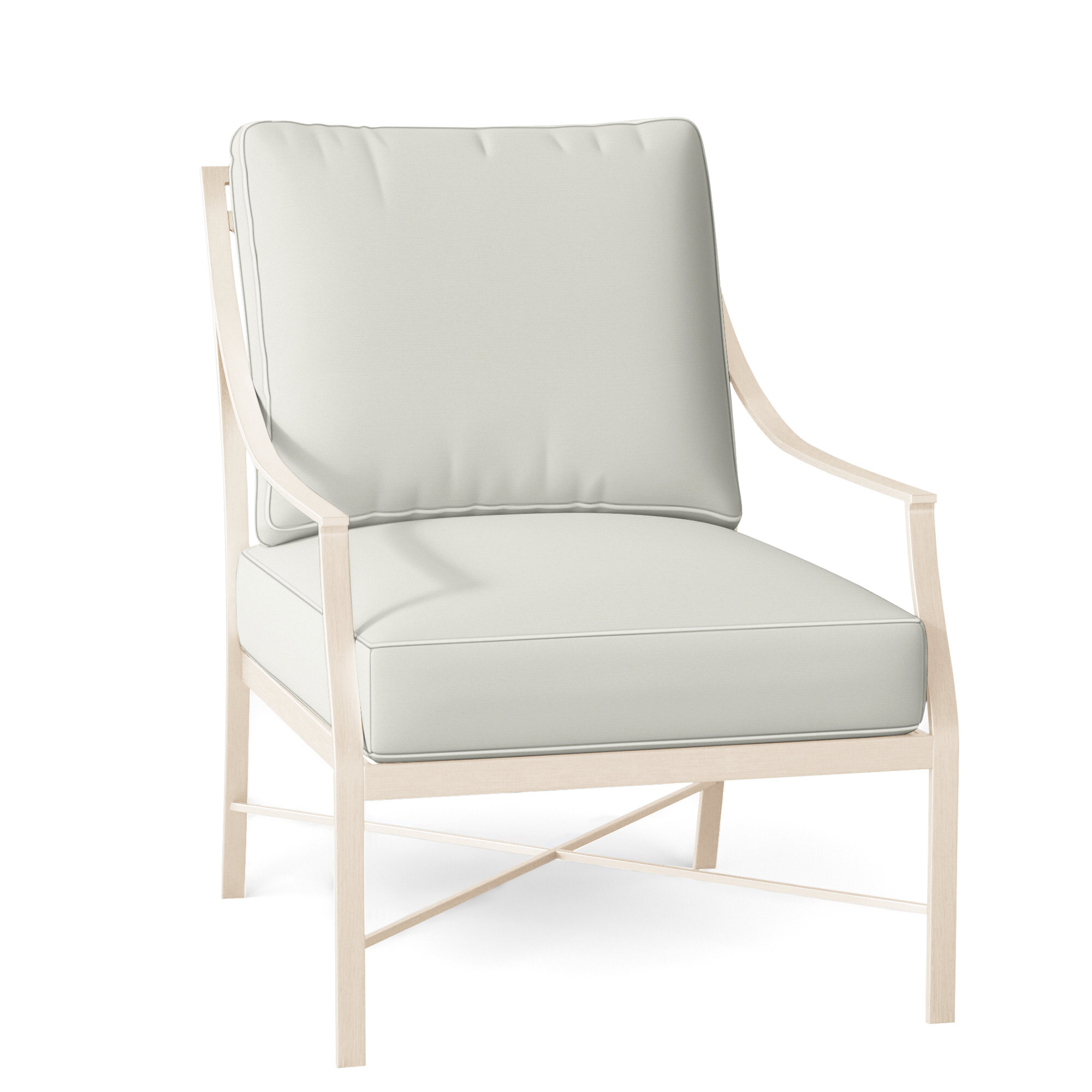 Monaco Wrought Aluminum Outdoor Lounge Chair, Natural White, Welt, Chalk
