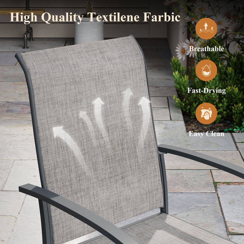 6-Person Outdoor Dining Set With Stackable Chairs, Gray/Gray Woodlike