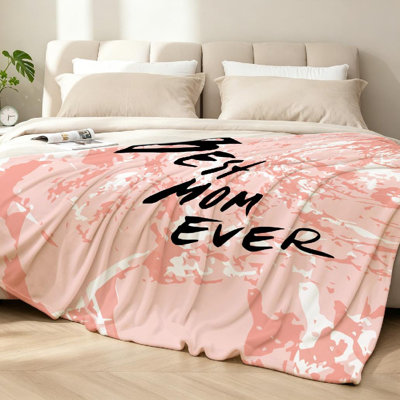 Jeté en molleton noir ultra doux en flanelle, imprimé «Best Mom Ever Happy»