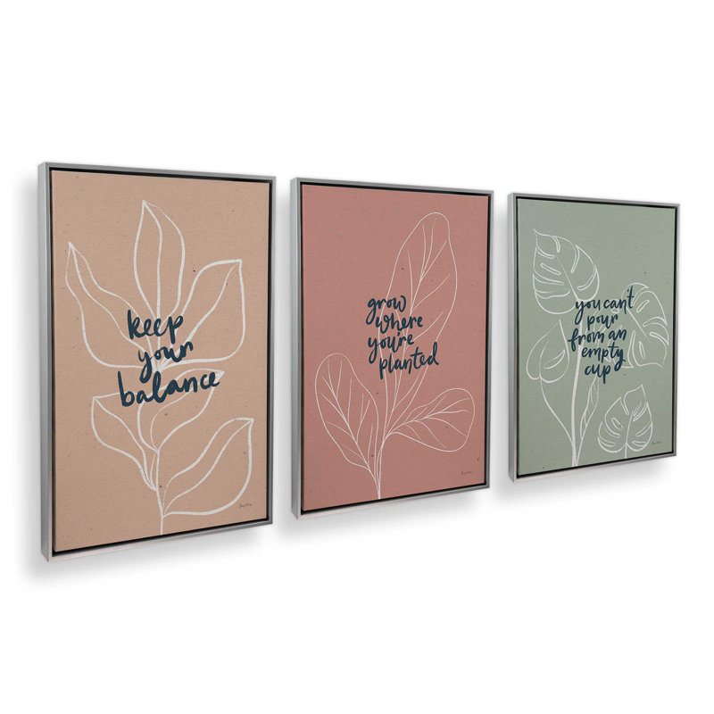 Ensemble de 3 fleurs confiantes, Cadre flottant en chrome poli, H 13 po x l 27 po