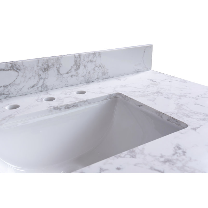 Comptoir de meuble-lavabo simple 43 "en blanc Carrara avec lavabo