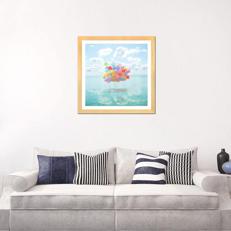 Dancing on Water par Erin Summer-impression d’art graphique, H 24 po x l 24 po x P 1 po, Toile avec cadre en bois beige