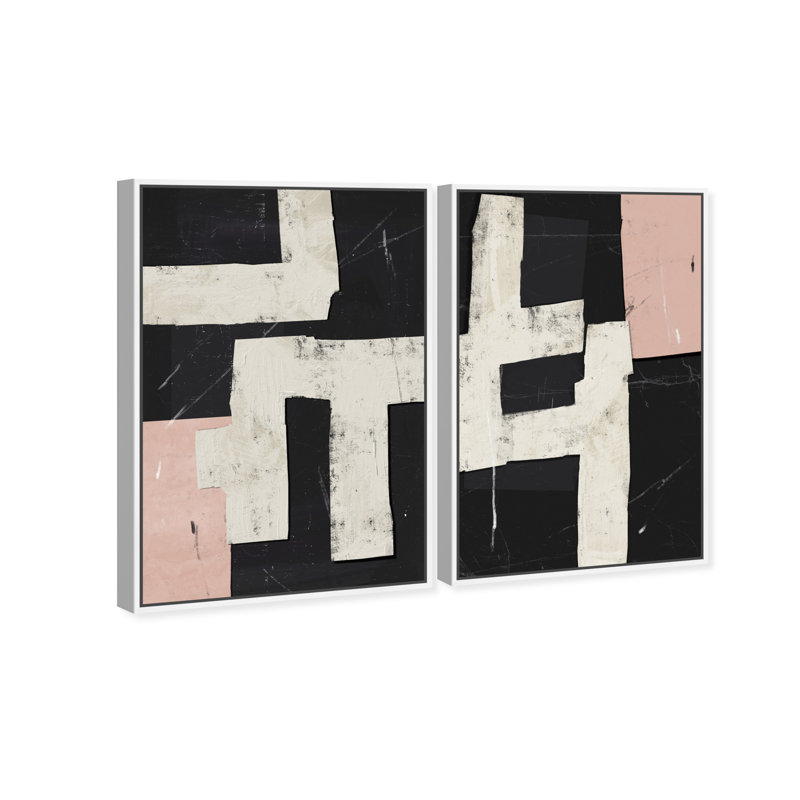 Placed Together Set Set by Oliver Gal, 25"H x 37"W, White Floater Frame
