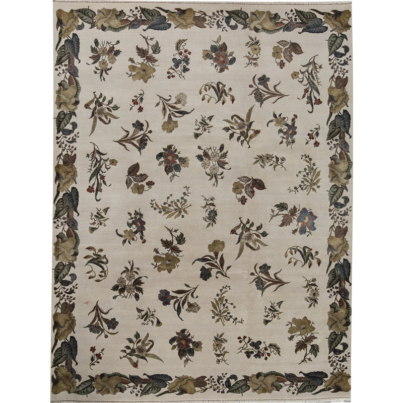 Tapis ivoire noué à la main de haute qualité