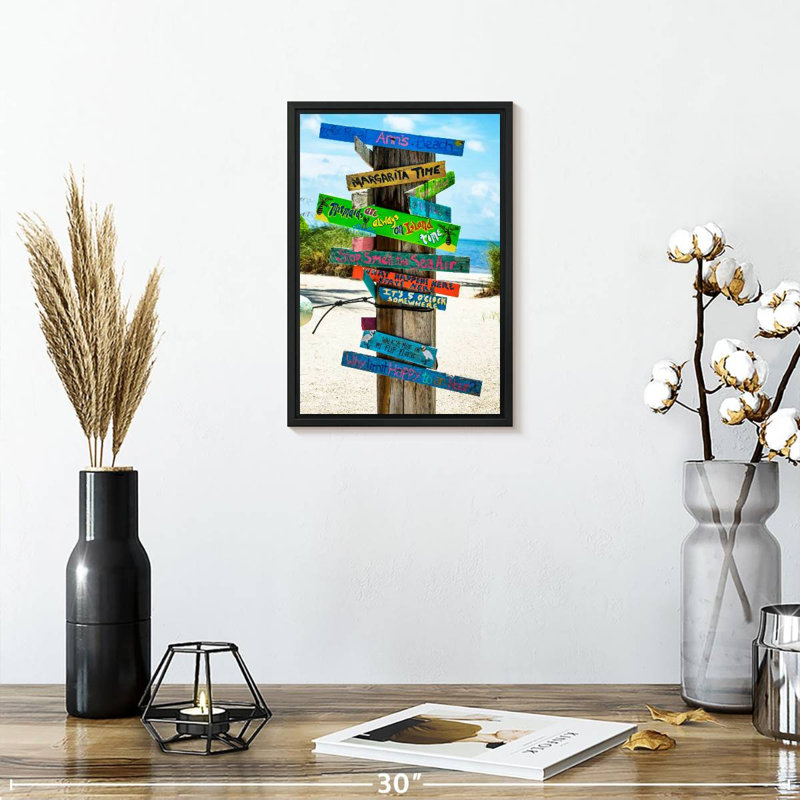 Panneaux de plage, 9 po x 13 po, Cadre flottant noir