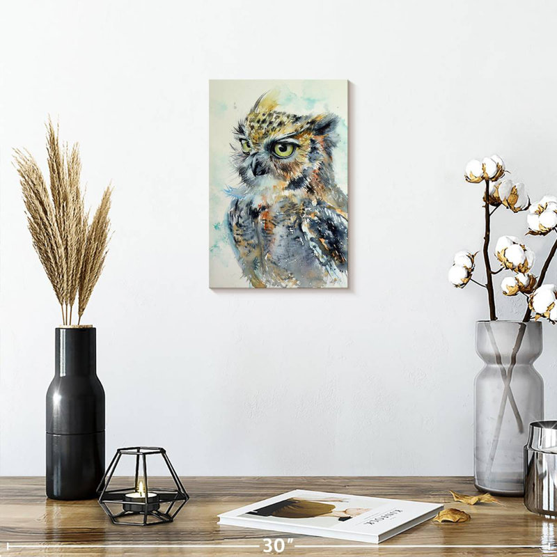 Hibou fier Brampt, H 12 po x l 8 po