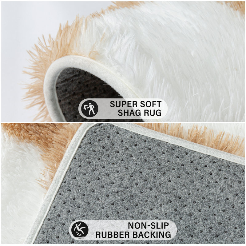 Tapis à poil long Celi, Brun pâle, Rectangle 6 pi x 9 pi
