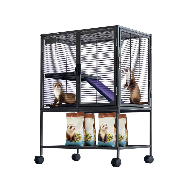Cage à furet à plusieurs niveaux pour petits animaux à l'intérieur et à l'extérieur avec chenil en hamac amovible