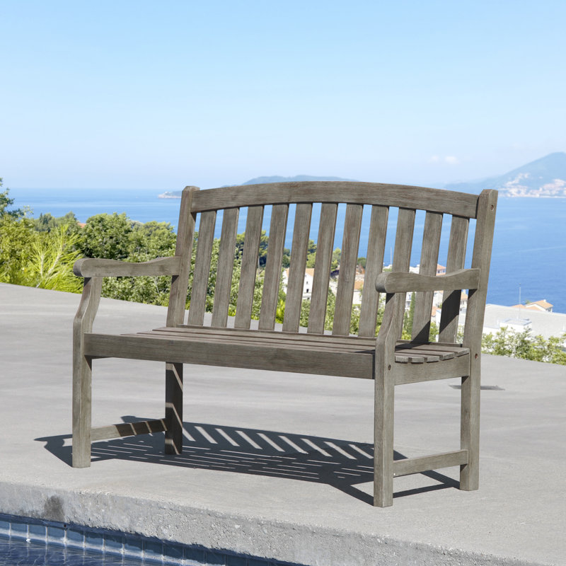 Banc de jardin en bois d'acacia de ferme gris délavé 45 po x 17 po Fletcher